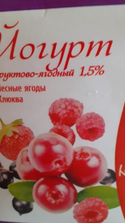Фото - йогурт фруктово-ягодный 1.5% лесные ягоды клюква Вологодский молочный комбинат