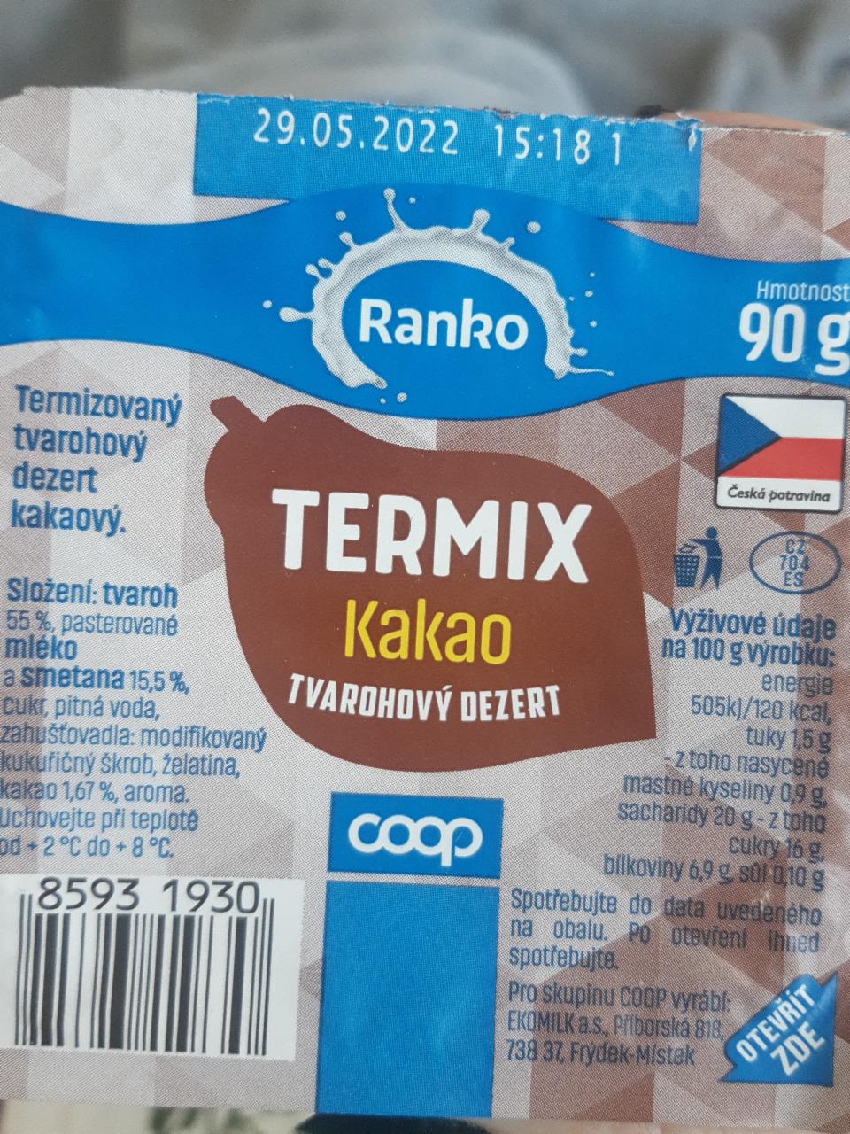 Фото - Termix kakao tvarohový desert Ranko