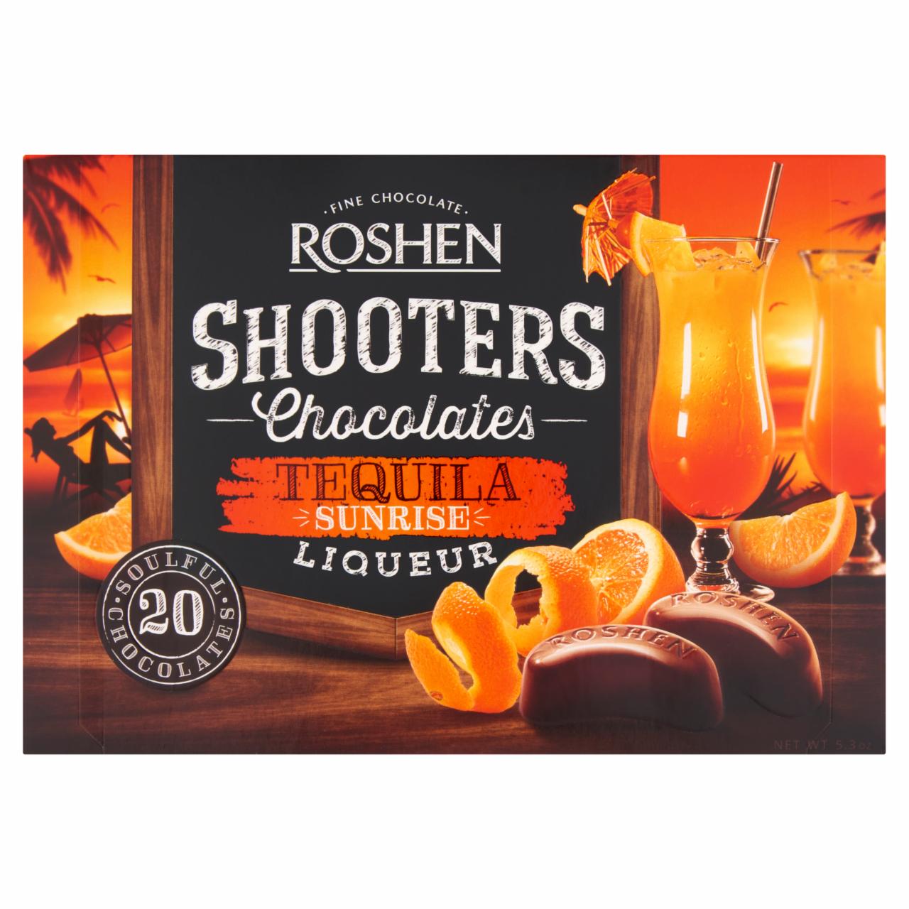 Фото - конфеты шоколадные с текиллой chocolates Tequila sanrise Shooters Roshen