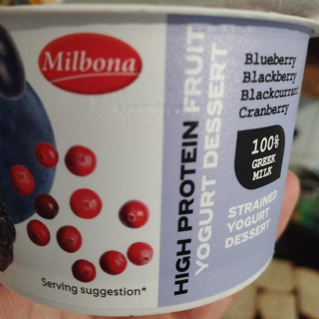 Фото - High protein fruit yogurt dessert berry Milbona