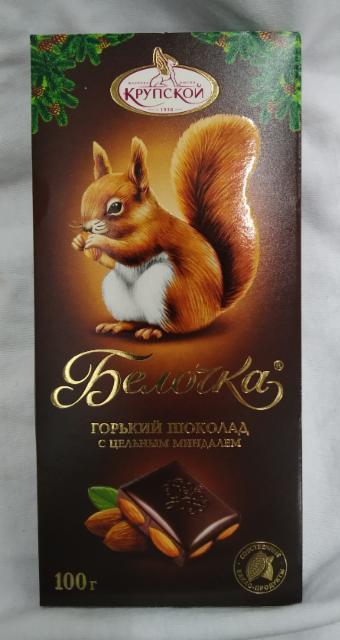 Фото - Шоколад горький Белочка с миндалем Фабрика имени Крупской