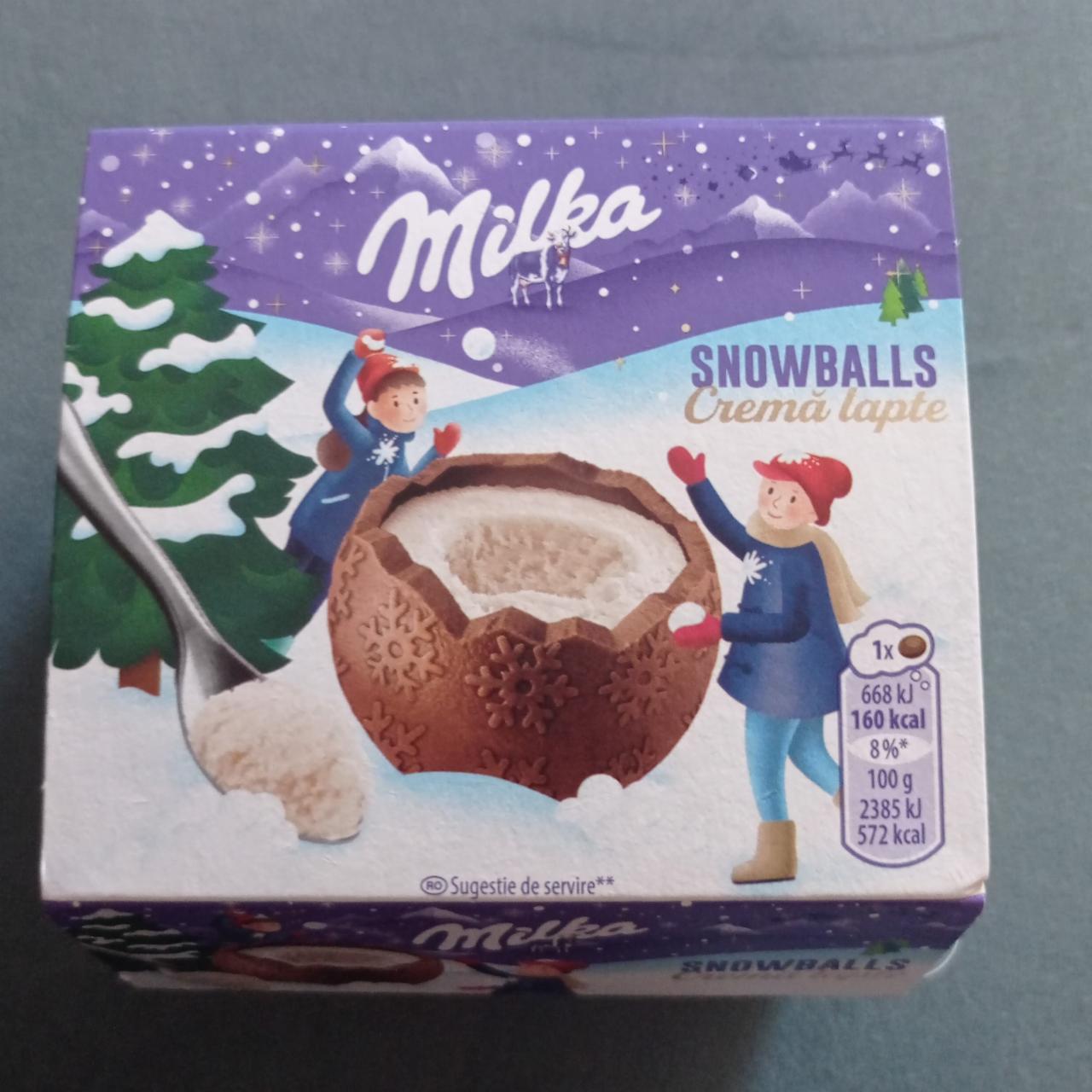 Фото - снежки шоколадные шарики с кремовой начинкой Snowballs Crema lapte Milka