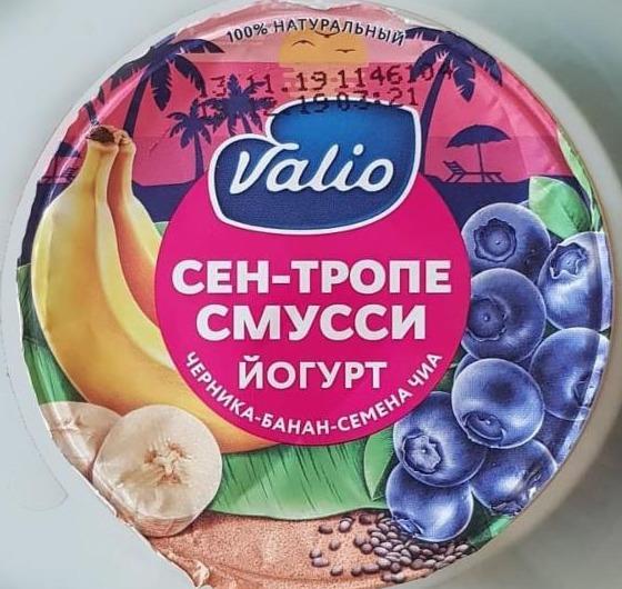 Фото - йогурт Clean Label Сен-тропе смусси с черникой, бананом и семенами чиа Valio