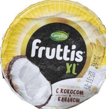 Фото - йогурт густой с кокосом и бананом Fruttis XL Campina