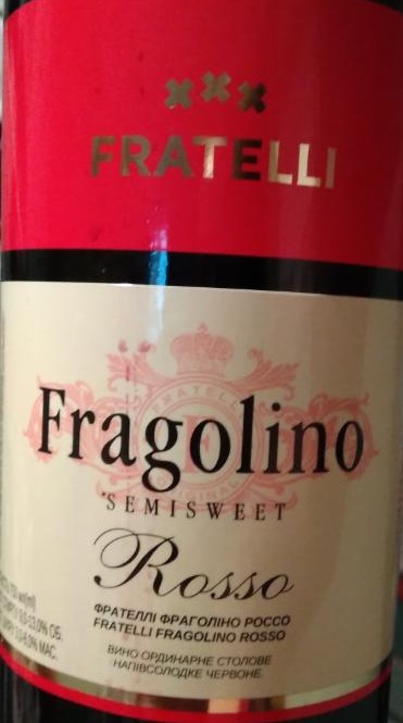Фото - Вино ординарное столовое полусладкое красное Fragolino Rosso Fratelli