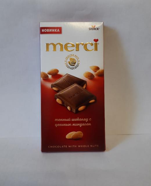 Фото - тёмный шоколад с цельным миндалем Merci