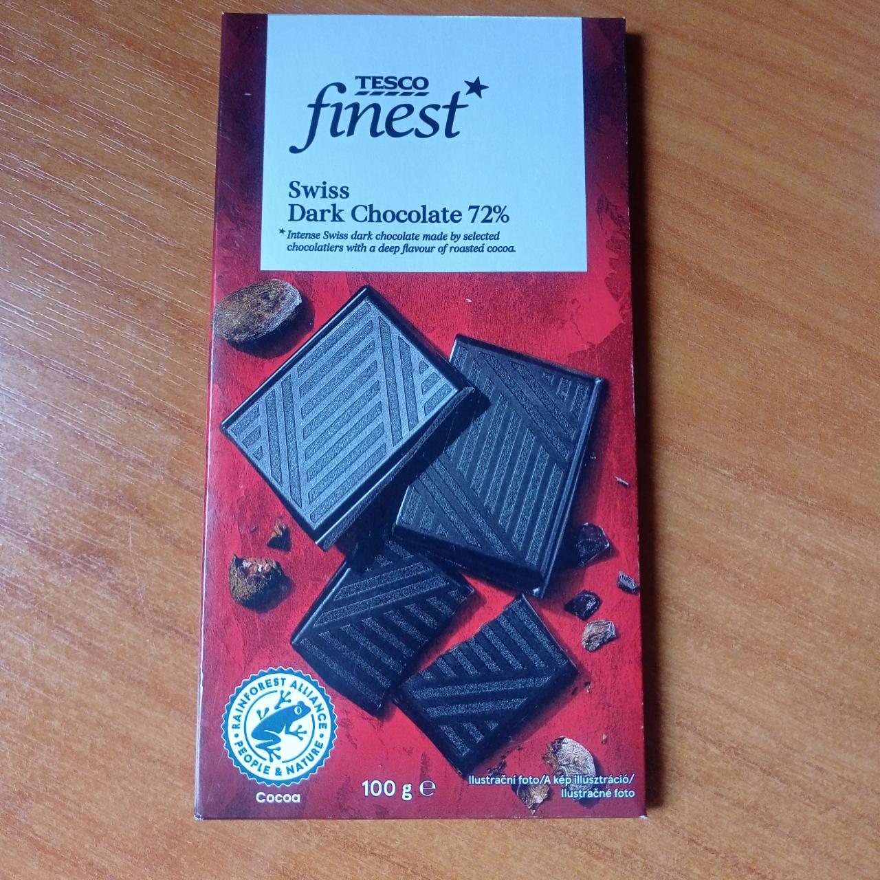 Фото - швейцарский темный шоколад finest Dark chocolate 72% Tesco