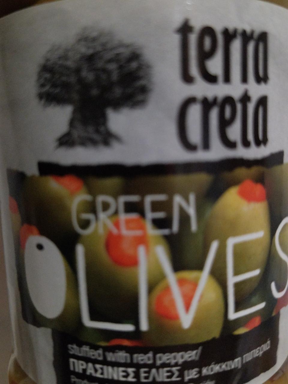 Фото - Оливки зеленые с перцем Terra Creta