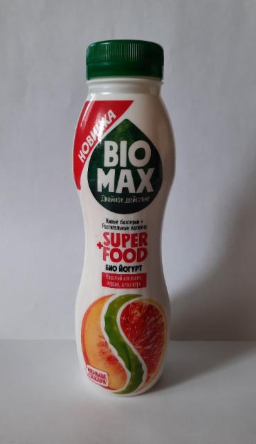 Фото - Био йогурт питьевой 'Красный апельсин, персик, алоэ вера 'Bio Max' '+Super Food'