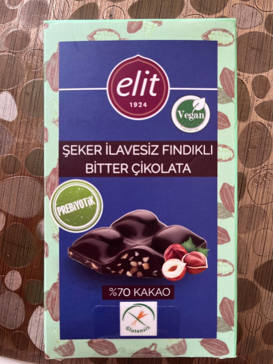 Фото - темный шоколад веганский с фундуком 70% Elit