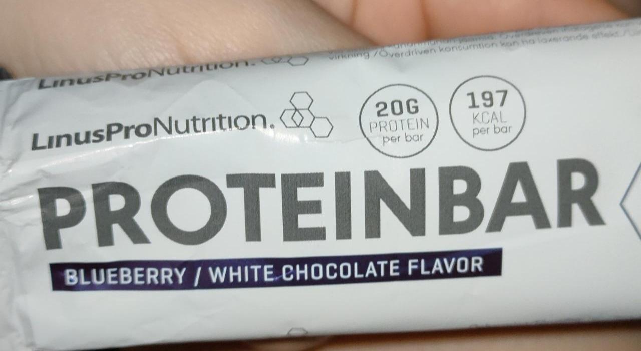 Фото - Батончик протеиновый со вкусом черника с белым шоколадом Blueberry White Chocolate Flavour Linus Pro Nutrition