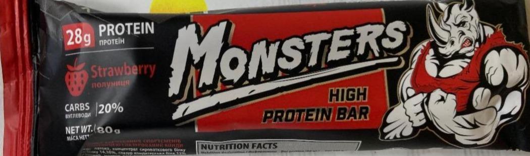 Фото - Батончик протеиновый со вкусом клубники High Protein Bar Monsters