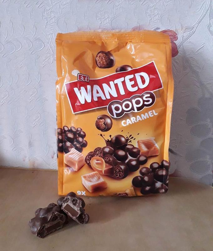 Фото - батончик покрытый молочным шоколадом с начинкой из карамели wanrted pops caramel ETi