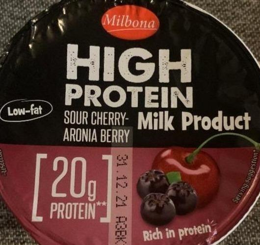 Фото - Йогурт протеиновый High Protein Sour Cherry Aronia Berry Milbona