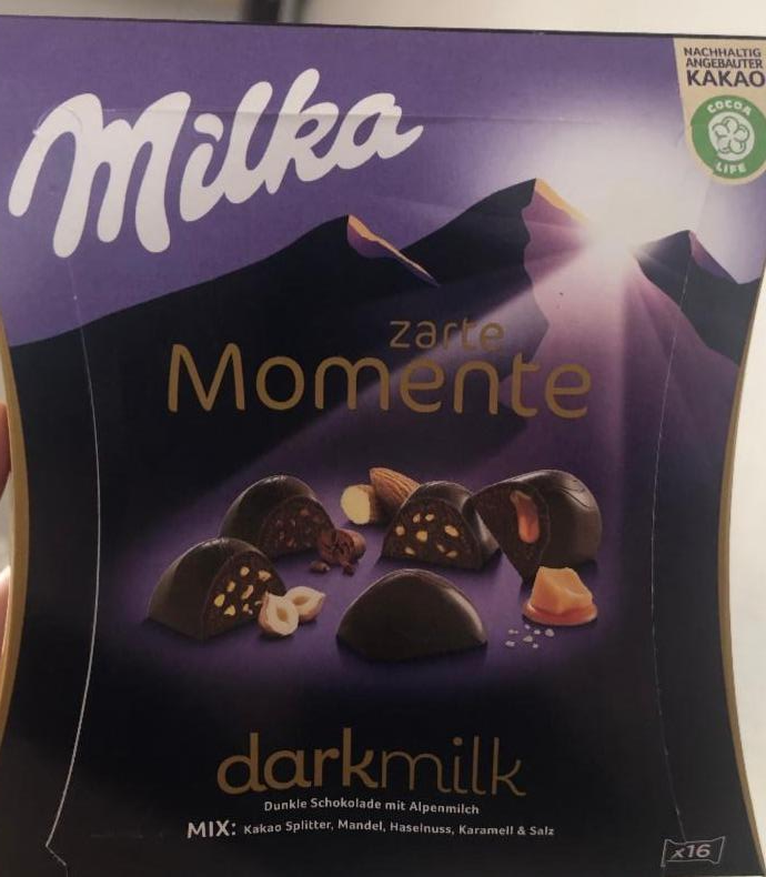 Фото - конфеты из темного шоколада с орехами и карамелью zarte momente Milka