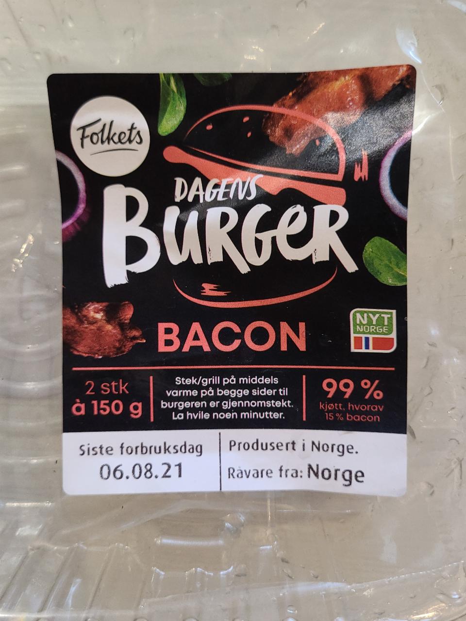 Фото - Dagens burger bacon Folkets