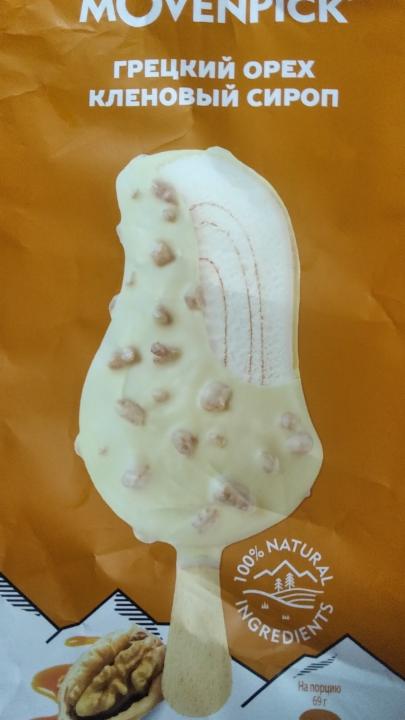 Фото - мороженое пломбир с кленовым сиропом, в белом шоколаде с карамелизированным грецким орехом Mövenpick