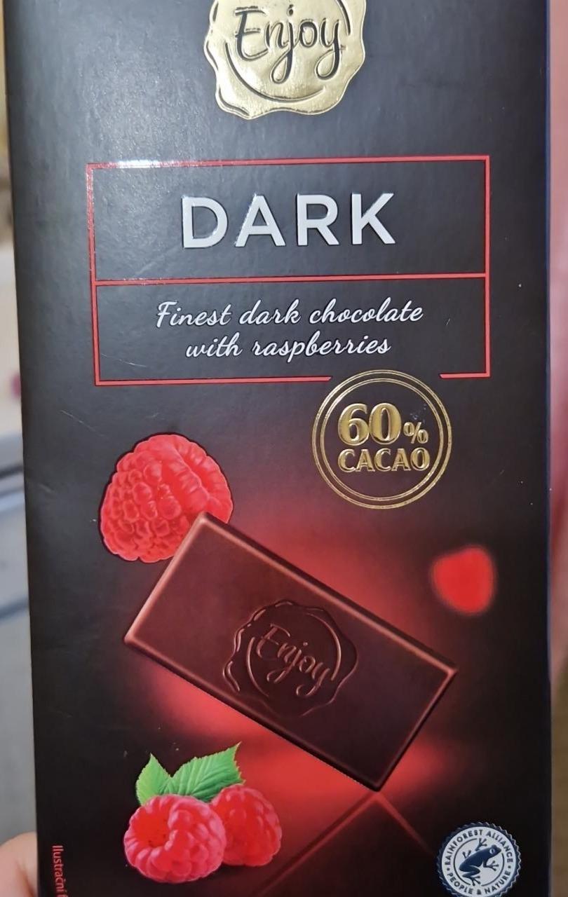 Фото - Dark chocolate with Raspberries 60% cacao Enjoy