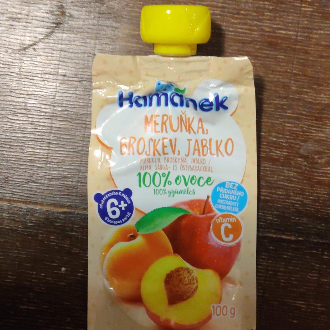 Фото - фруктовое пюре детское яблоко-абрикосы- персики Hamanek