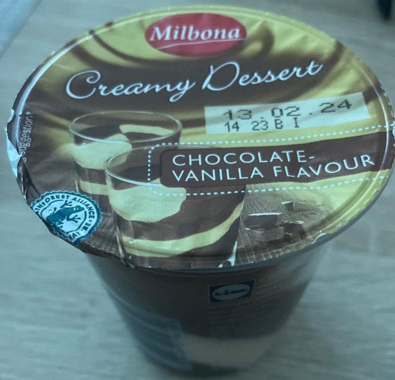 Фото - Creamy dessert chocolate-vanilla flavour Milbona
