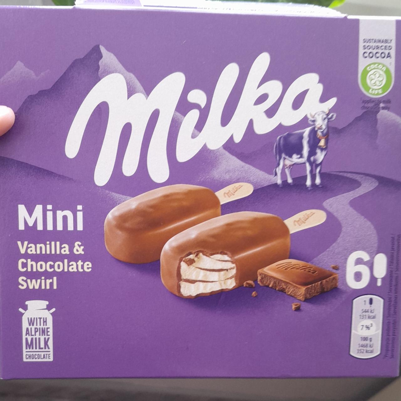 Фото - Mini vanilla&chocolate swirl мини мороженное милка Milka