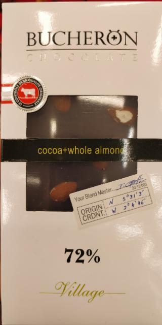 Фото - Bucheron chocolate cocoa+whole almond 72%