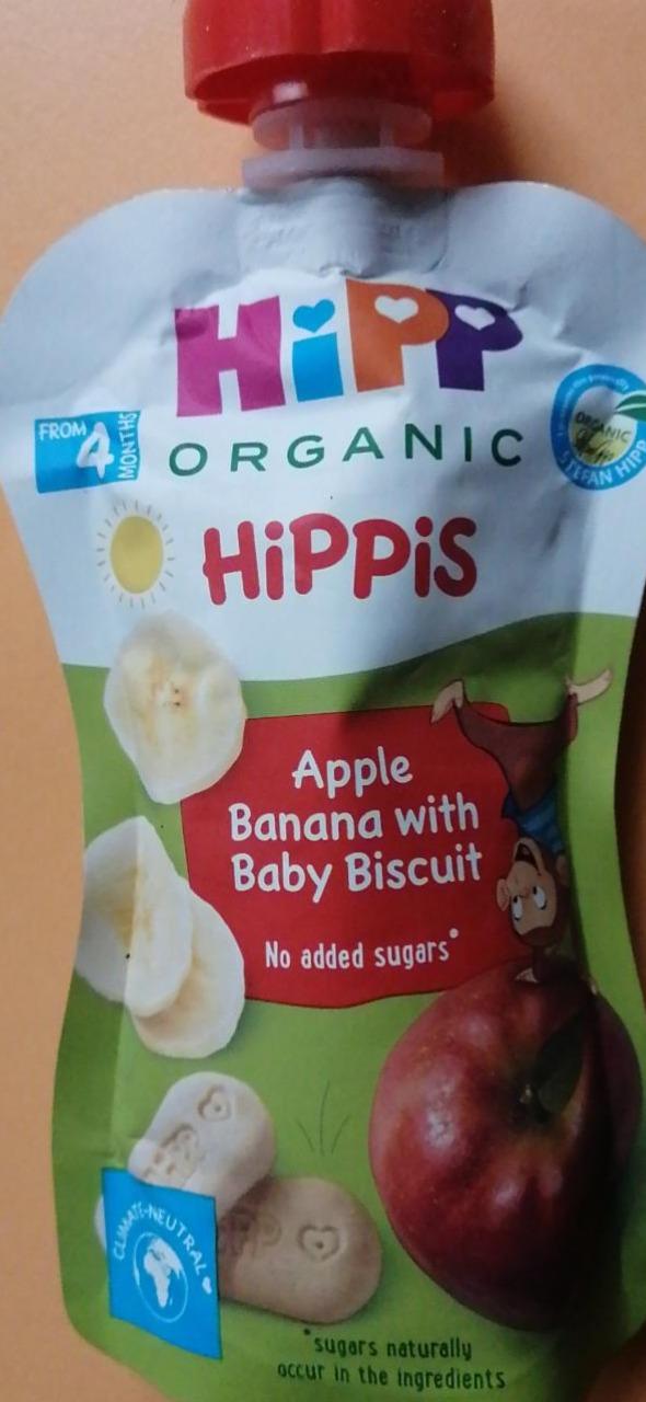 Фото - Пюре фруктовое Hippis яблоко-банан с детским печеньем Hipp