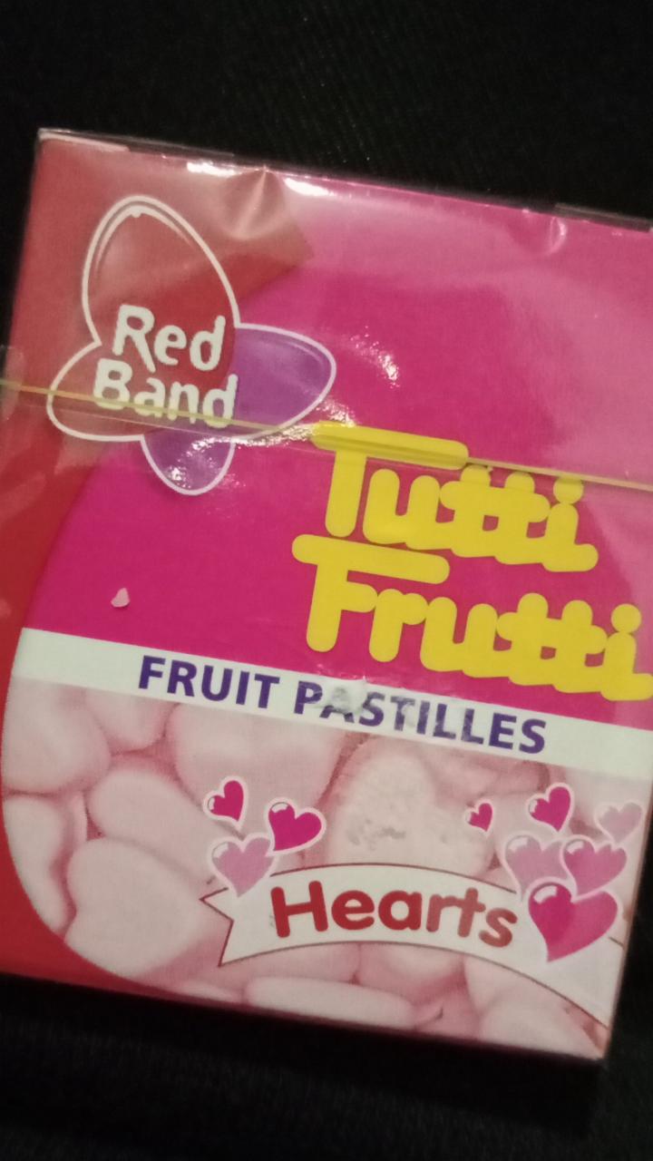 Фото - конфета желейная с фруктовым вкусом Tutti Frutti Hearts Red Band