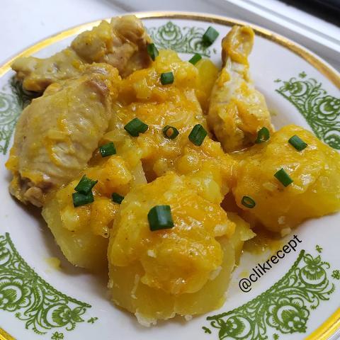 Фото - Курица с картофелем в духовке со сливками 
