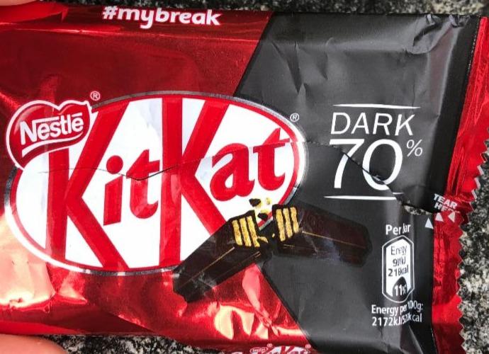Фото - вафельный батончик в темном шоколаде 70% KitKat