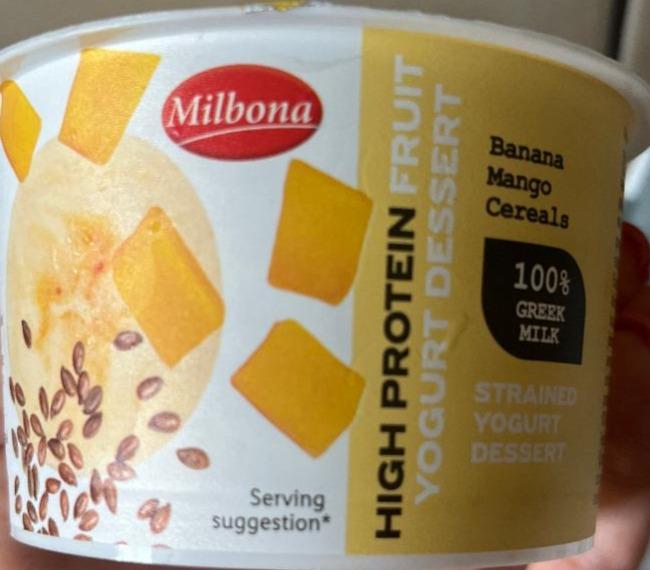 Фото - Йогурт 0% High Protein Banana Mango Cereals Milbona