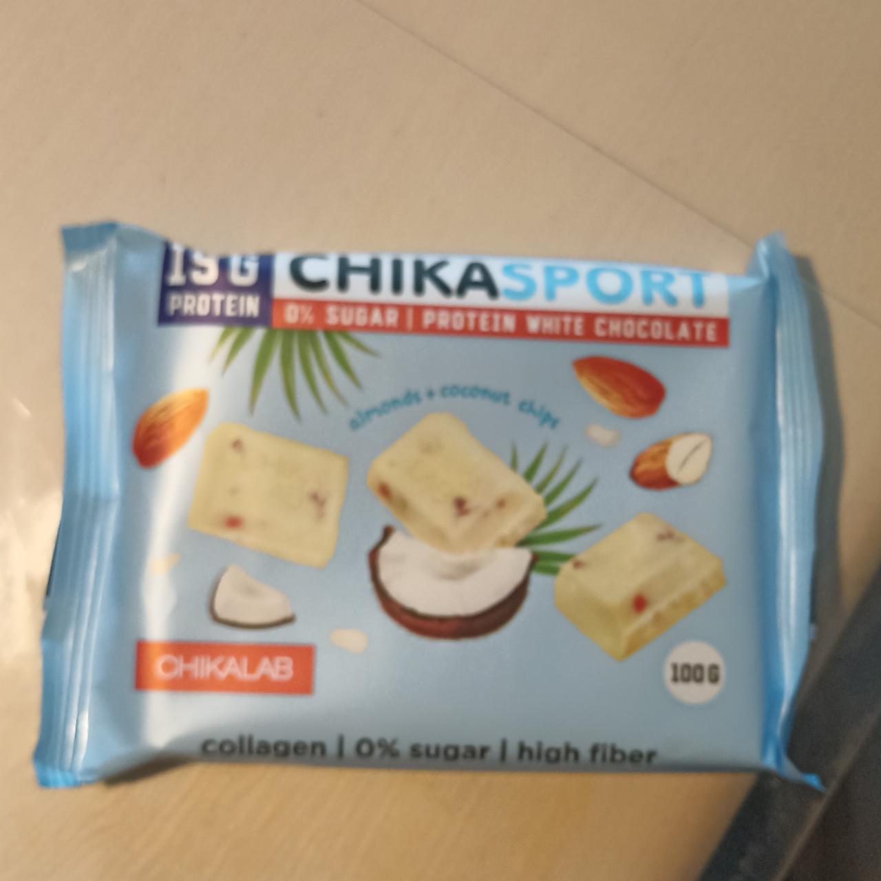 Фото - Шоколад белый с миндалем и кокосовыми чипсами Chikalab