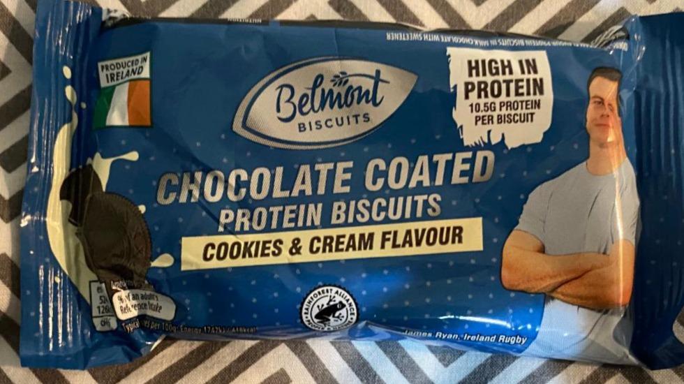 Фото - Протеиновое печенье Cookies&Cream Flavour Chocolate Coated Protein Biscuits Belmont biscuits