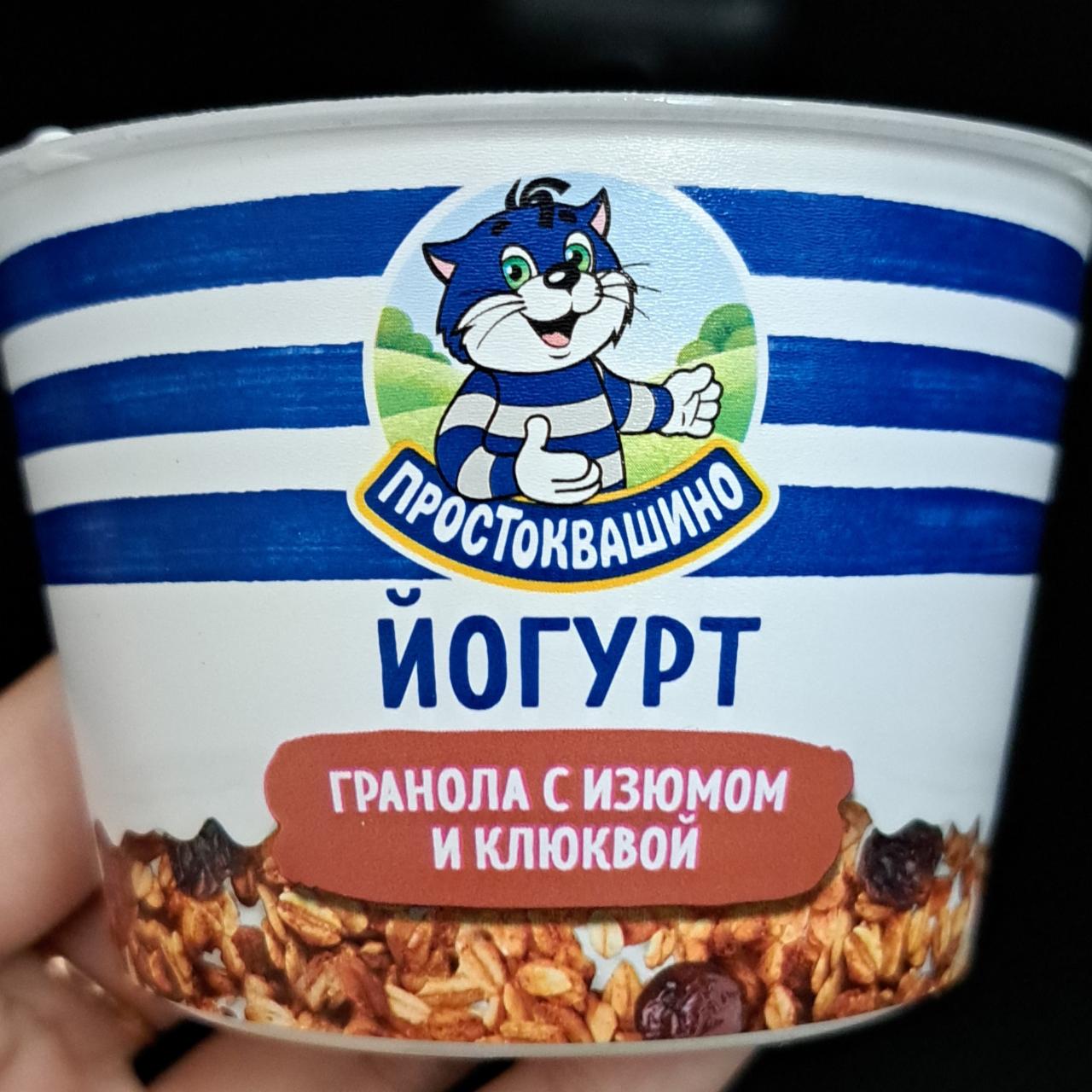 Фото - Йогурт гранола с изюмом и клюквой Простоквашино