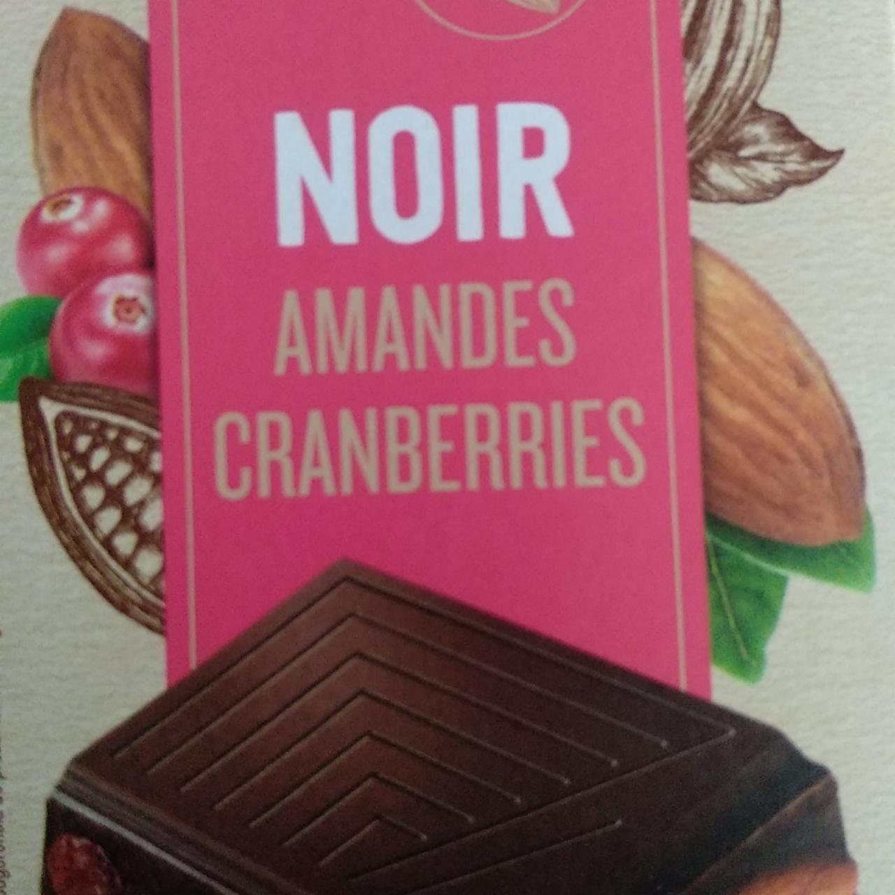 Фото - шоколад темный с клюквой и миндалем noir amandes cranberies Ашан