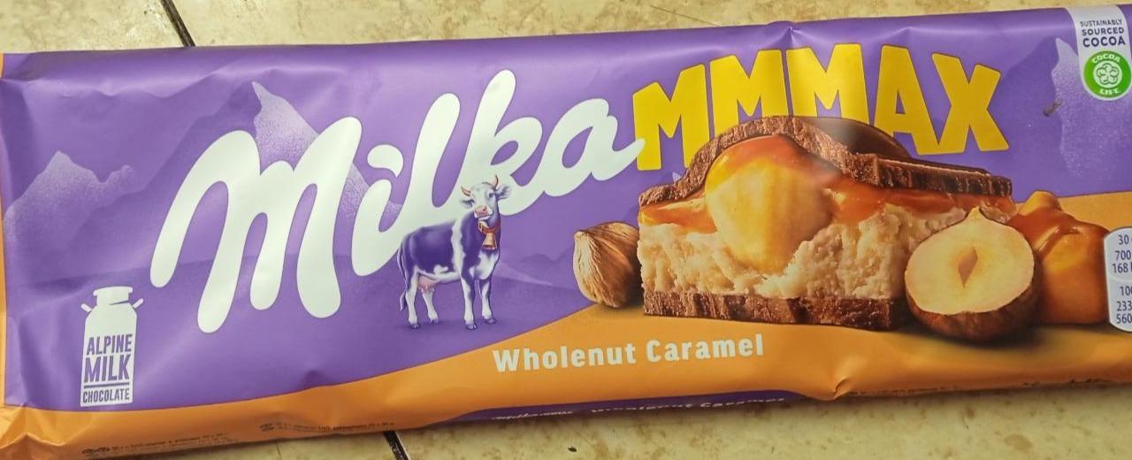 Фото - шоколад Mmmax с молочной и карамельной начинкой и обжареным цельным фундуком Milka