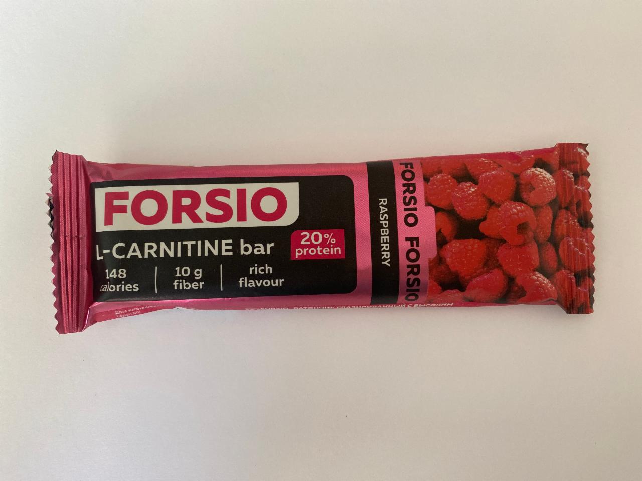 Фото - Батончик протеиновый с л-карнитином со вкусом малина FORSIO