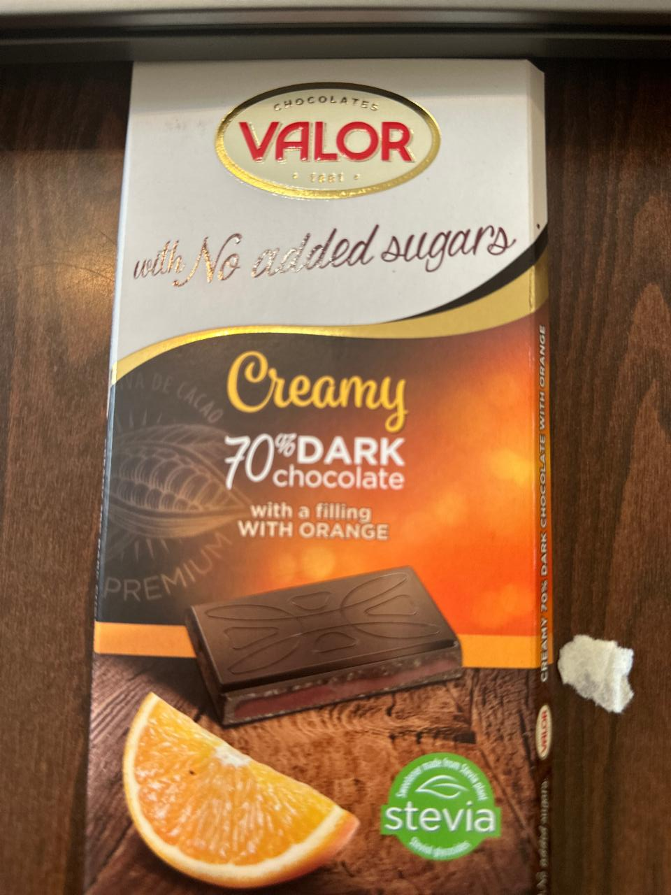 Фото - Шоколад горький без сахара с апельсиновой начинкой Valor