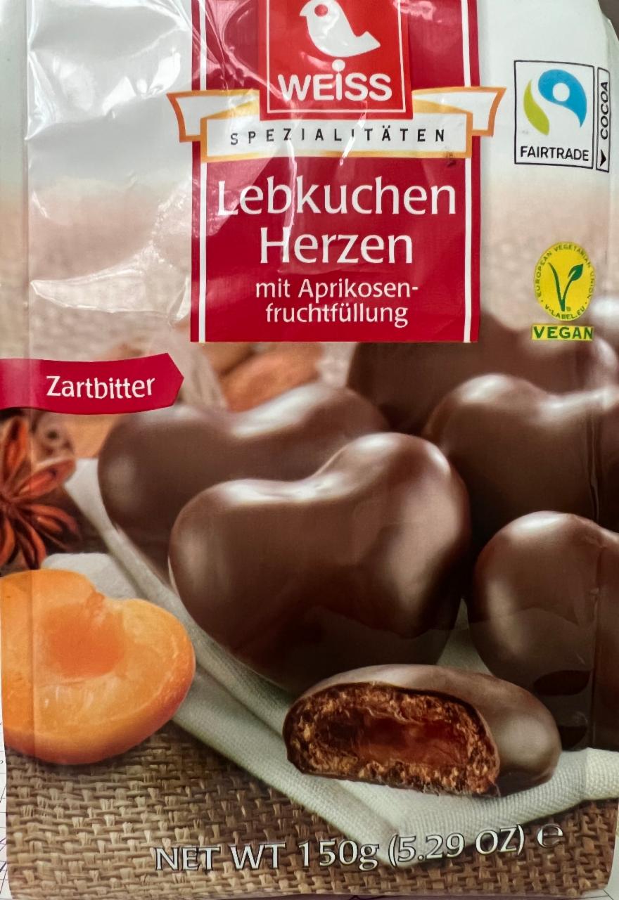 Фото - Пряник шоколадный с абрикосовой начинкой Lebkuchen Herzen Weiss