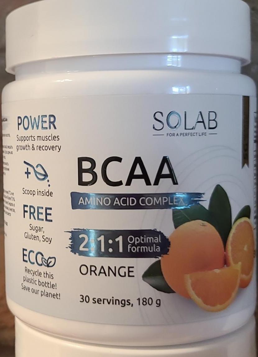 Фото - напиток быстрорастворимый аминокислоты BCAA Апельсин Solab
