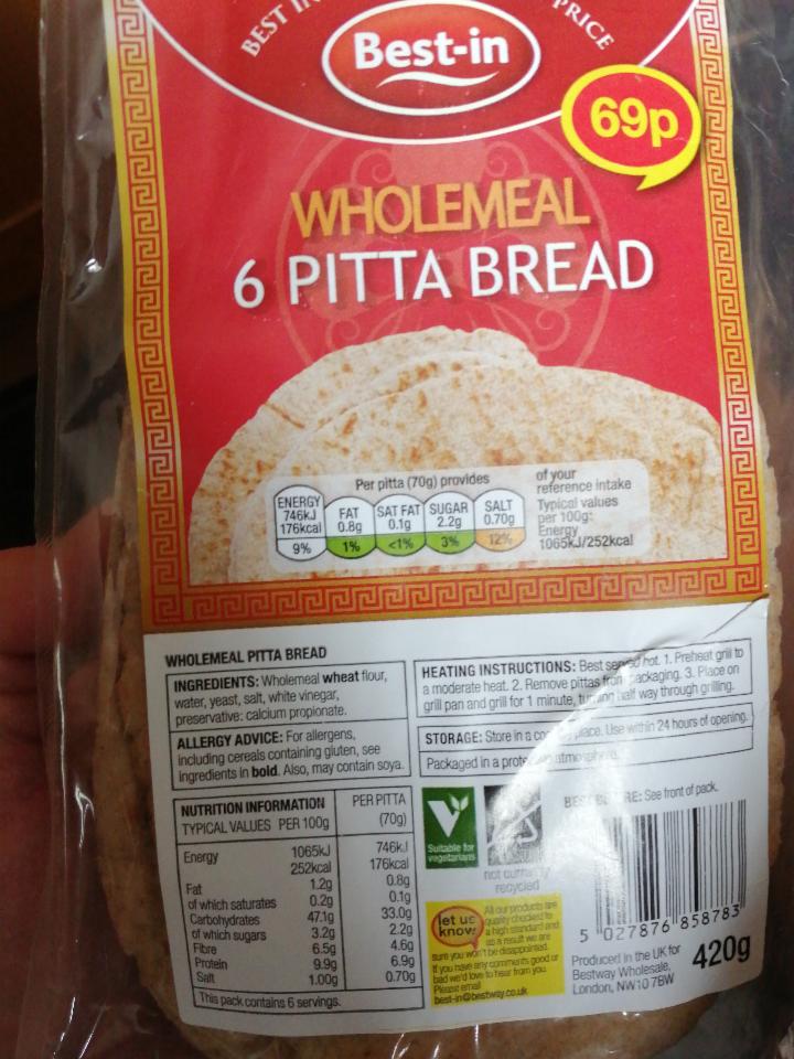 Фото - Whoalemeal 6 pita bread