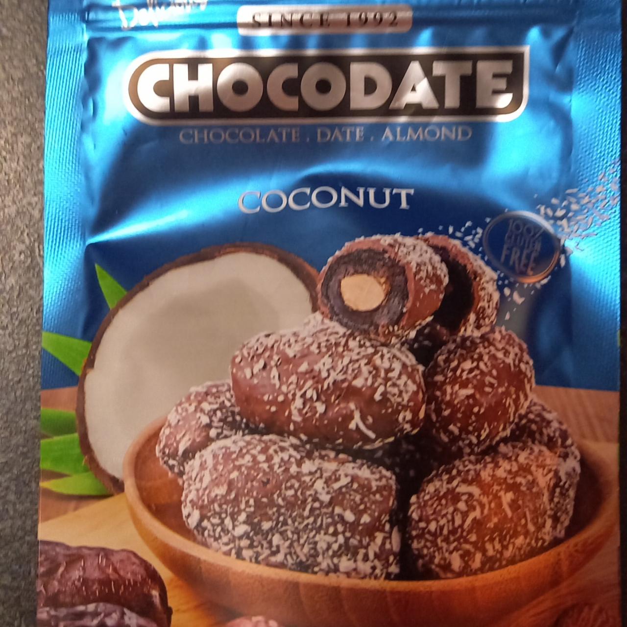 Фото - финики с миндалём в молочном шоколаде с кокосом Chocodate