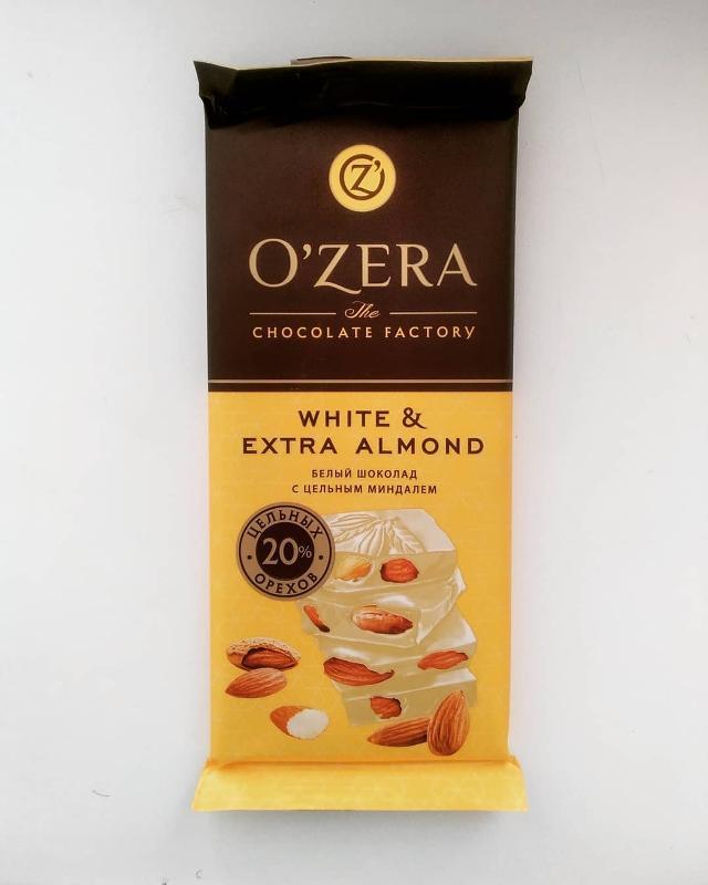 Фото - шоколад белый с цельным миндалем white almond O'zera