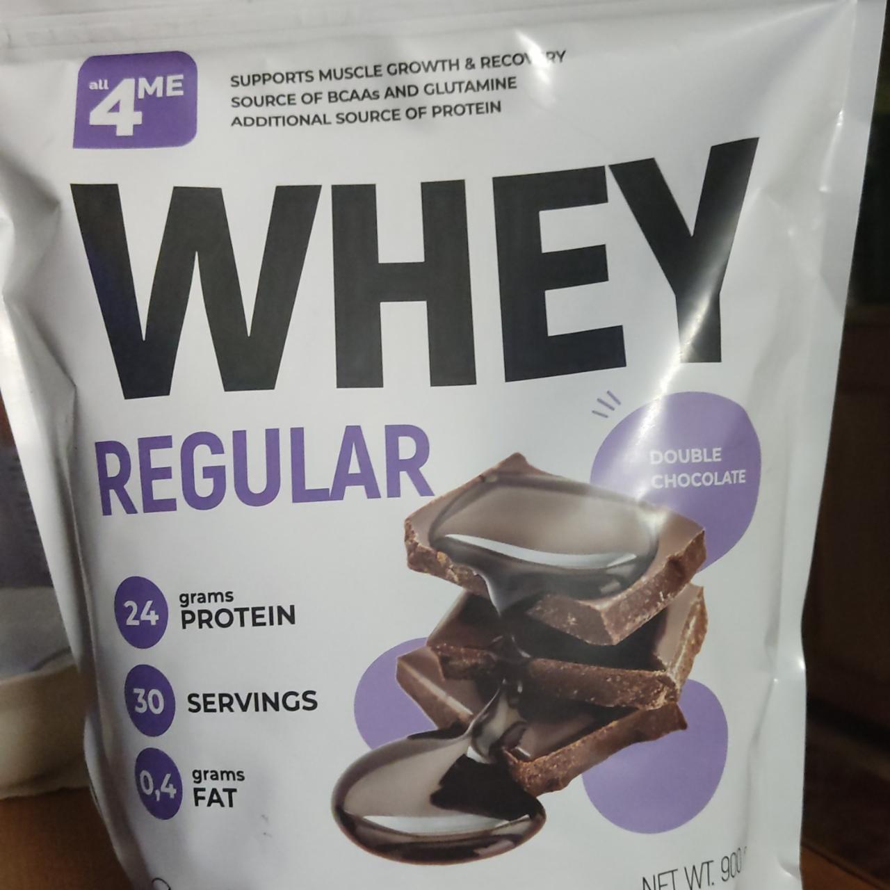 Фото - протеин сывороточный классический со вкусом шоколада Whey Regular double chocolate All4me