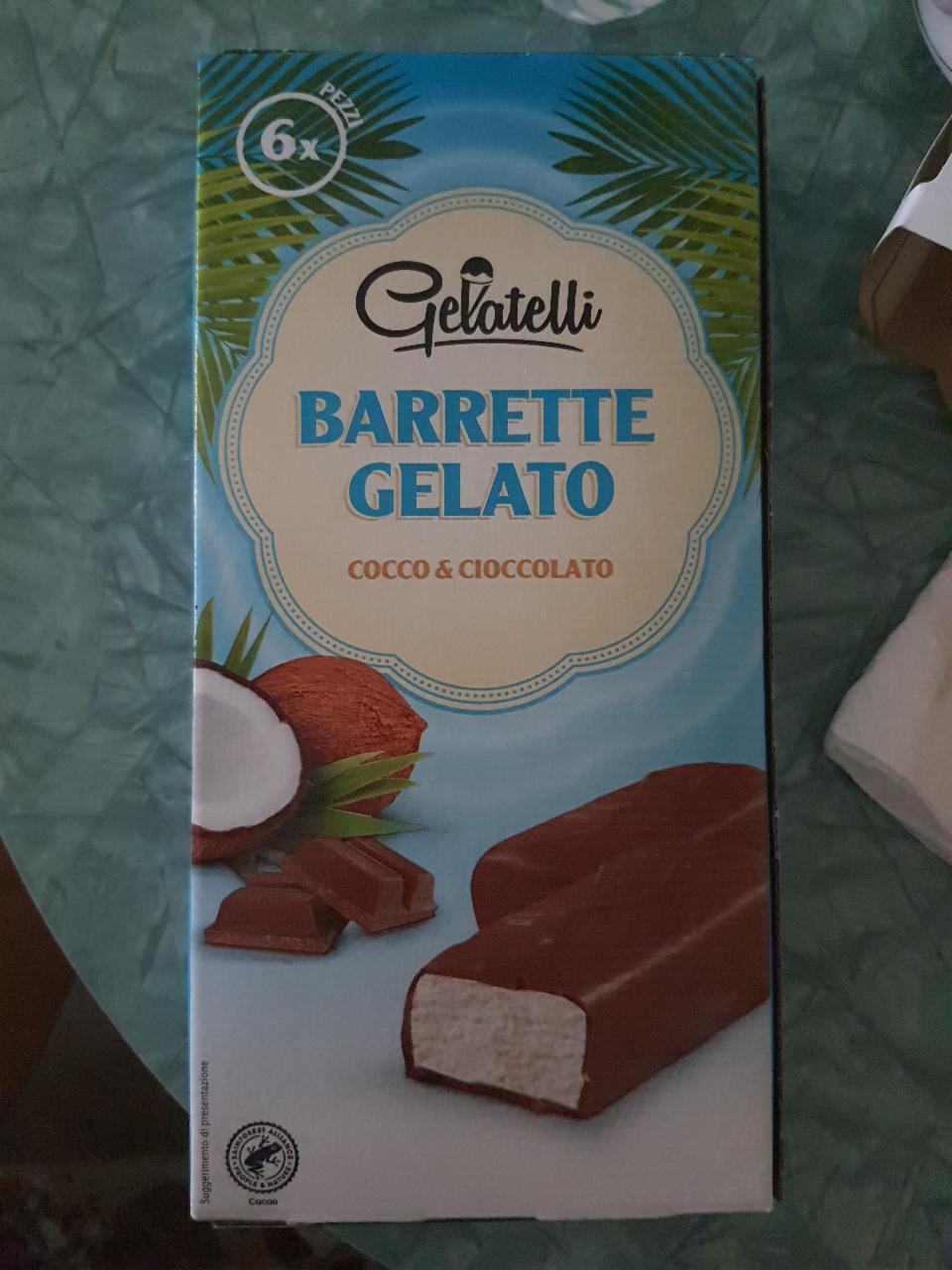 Фото - Батончики шоколадные кокосовые Barrette Gelato Cocco & Cioccolato Gelatelli