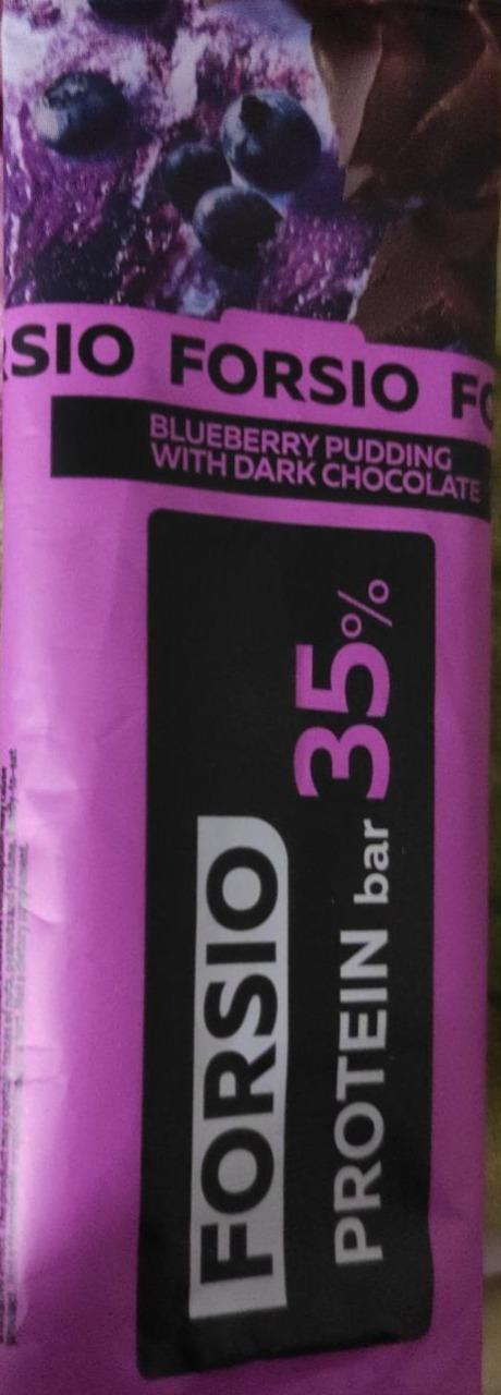 Фото - Батончик с высоким содержанием белка черничный пудинг с горьким шоколадом Blueberry pudding Forsio