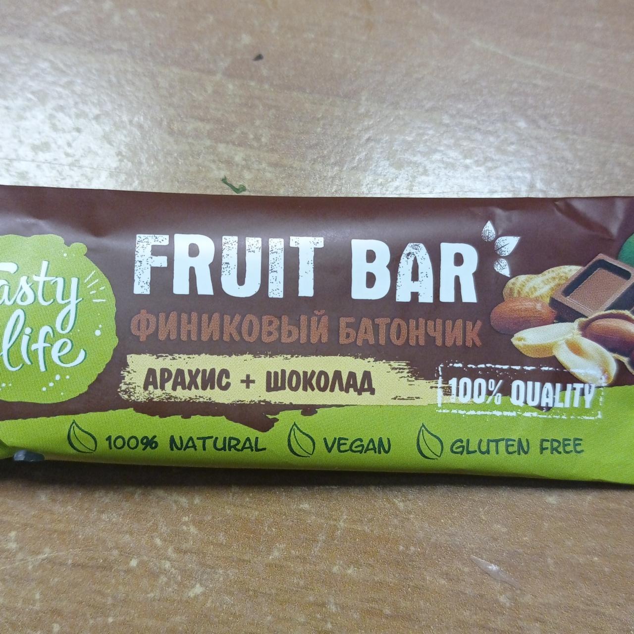 Фото - fruit bar финиковый батончик арахис+шоколад Tasty Life
