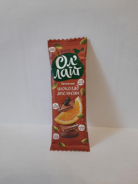 Фото - Батончик фруктово-ореховый шоколад апельсин Ол'Лайт
