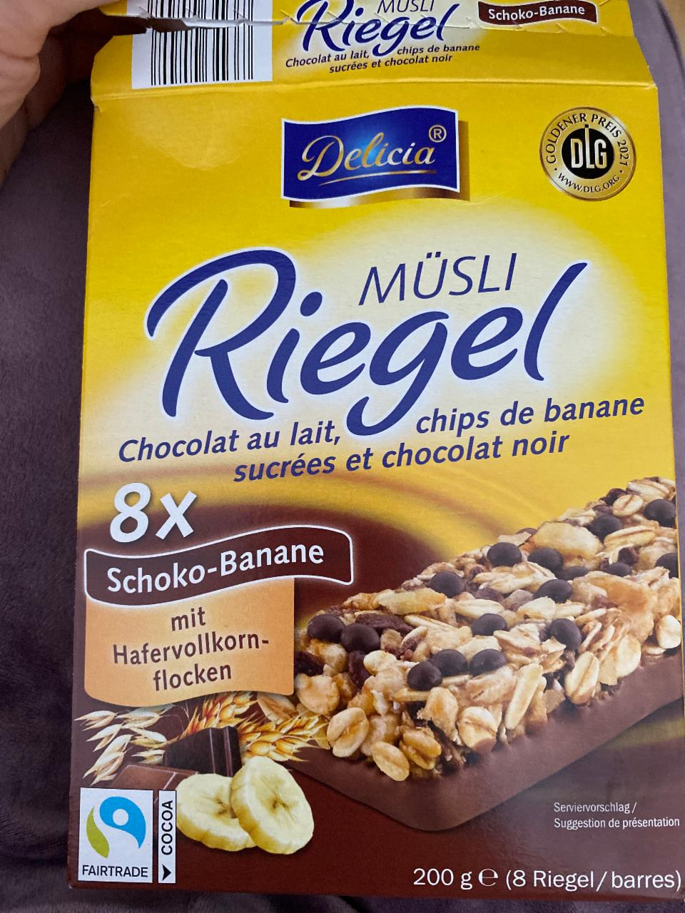 Фото - Батончик-мюсли шоколадно-банановые Riegel Delicia