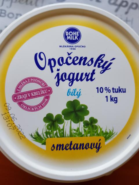 Фото - Opočenský jogurt bílý 10% tuku smetanový Bohemilk